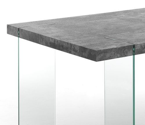 Table rectangle en bois MDF gris et pieds verre trempé Fady L 180 cm - Photo n°2; ?>