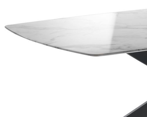 Table rectangle en bois MDF marbré et pieds en acier noir Lola L 200 cm - Photo n°3; ?>