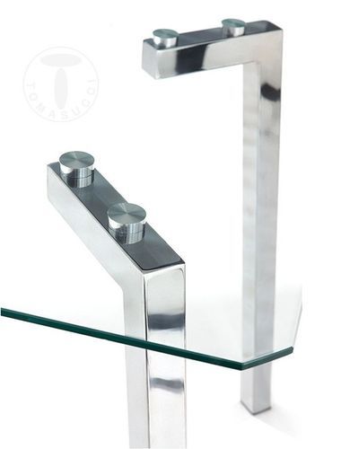 Table rectangle en verre trempé et pieds en acier Zoé L 140 cm - Photo n°3; ?>