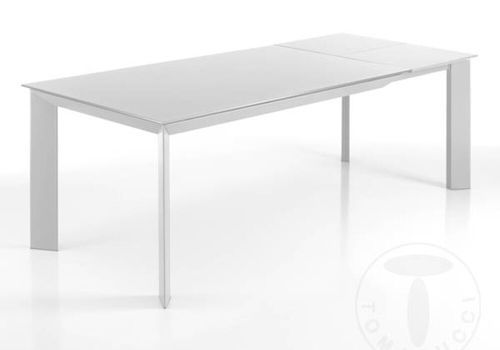 Table rectangle extensible acier blanc et verre trempé Melo L 160/220 cm - Photo n°3; ?>