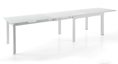 Table rectangle extensible acier et verre trempé Jio L 120/350 cm - Photo n°3; ?>