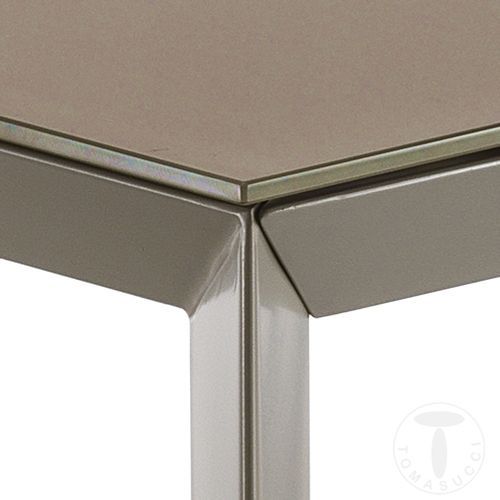 Table rectangle extensible acier taupe et verre trempé Melo L 160/220 cm - Photo n°2; ?>