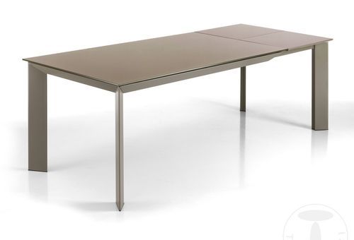 Table rectangle extensible acier taupe et verre trempé Melo L 160/220 cm - Photo n°3; ?>