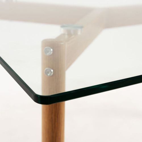 Table rectangulaire 120 cm bois naturel et verre transparent Tuly - Photo n°3; ?>