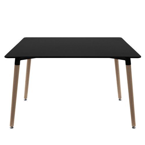 Table rectangulaire 120 cm noir brillant et pieds bois naturel Welly - Photo n°2; ?>