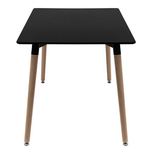 Table rectangulaire 120 cm noir brillant et pieds bois naturel Welly - Photo n°3; ?>
