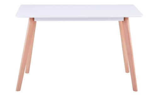 Table rectangulaire bois blanc et pieds chêne clair Binnou 120 cm - Photo n°2; ?>