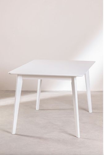 Table rectangulaire bois d'hévéa blanc Kise 150 cm - Photo n°3; ?>