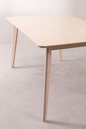 Table rectangulaire bois d'hévéa naturel cendré Kise 150 cm - Photo n°2; ?>