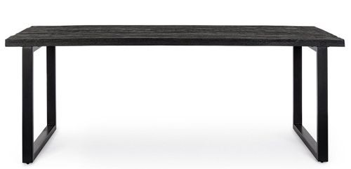Table rectangulaire bois de manguier noir et pieds acier noir Tinka 200 cm - Photo n°2; ?>
