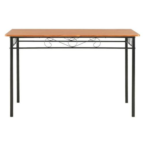 Table rectangulaire bois foncé et pieds métal noir 120 cm - Photo n°2; ?>