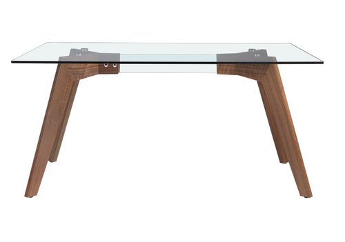 Table rectangulaire Broka 160 cm - Plateau en verre trempé et pieds en noyer - Photo n°3; ?>