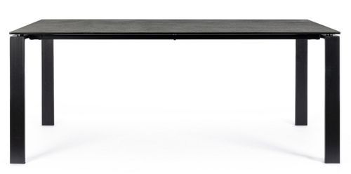 Table rectangulaire céramique anthracite et pieds acier noir Benja 180 cm - Photo n°2; ?>