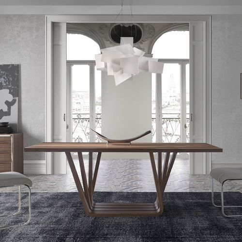 Table rectangulaire contemporaine bois plaqué noyer Trya - Photo n°3; ?>
