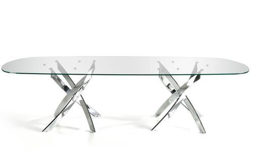Table rectangulaire design acier chromé et verre trempé Princia 300 cm - Photo n°2; ?>