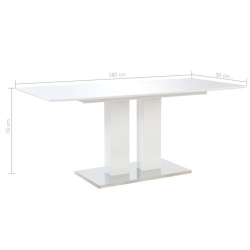 Table rectangulaire design blanc brillant Winter 180 - Photo n°2; ?>