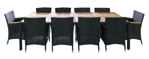 Table rectangulaire et 10 chaises de jardin métal et résine tressée noir Mae - Photo n°3; ?>