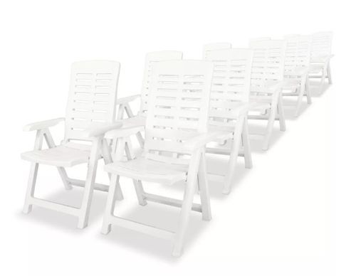 Table rectangulaire et 10 chaises de jardin plastique blanc Camille - Photo n°2; ?>