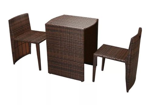 Table rectangulaire et 2 chaises de jardin métal et résine tressée marron Leila - Photo n°3; ?>