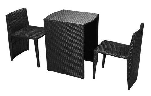 Table rectangulaire et 2 chaises de jardin métal et résine tressée noir Leila - Photo n°3; ?>