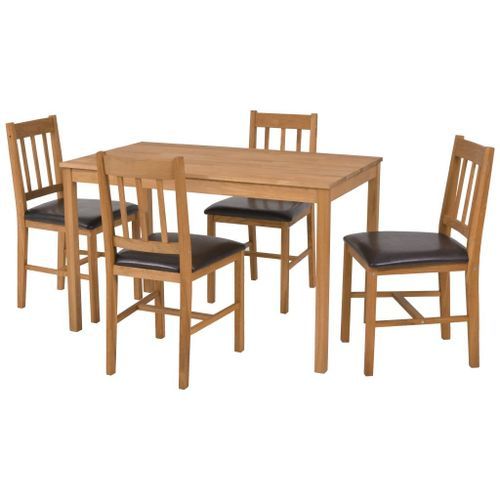 Table rectangulaire et 4 chaises chêne massif Pannos - Photo n°2; ?>