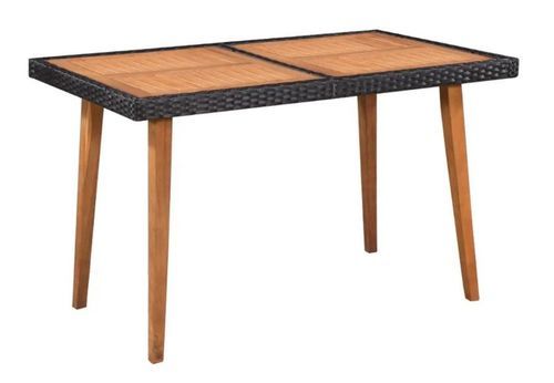 Table rectangulaire et 4 chaises de jardin acacia clair et résine tressée Vidot - Photo n°2; ?>