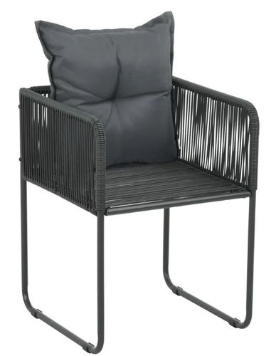 Table rectangulaire et 4 chaises de jardin métal et résine tressée noir Randy - Photo n°3; ?>