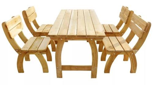 Table rectangulaire et 4 chaises de jardin pin massif clair Stylie - Photo n°2; ?>