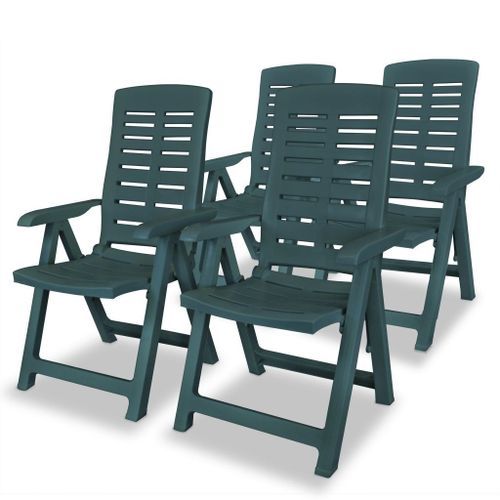Table rectangulaire et 4 chaises de jardin plastique vert Camille - Photo n°3; ?>