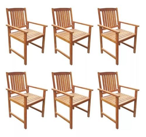 Table rectangulaire et 6 chaises de jardin acacia clair Polina 140 - Photo n°3; ?>