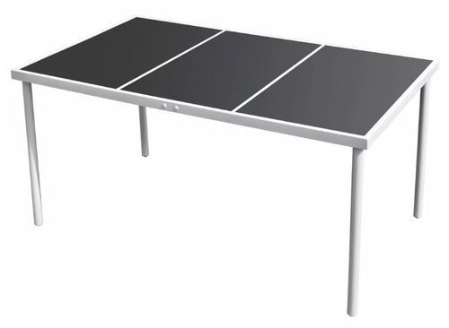 Table rectangulaire et 6 chaises de jardin métal gris et noir Bachra - Photo n°2; ?>
