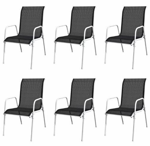 Table rectangulaire et 6 chaises de jardin métal gris et noir Bachra - Photo n°3; ?>