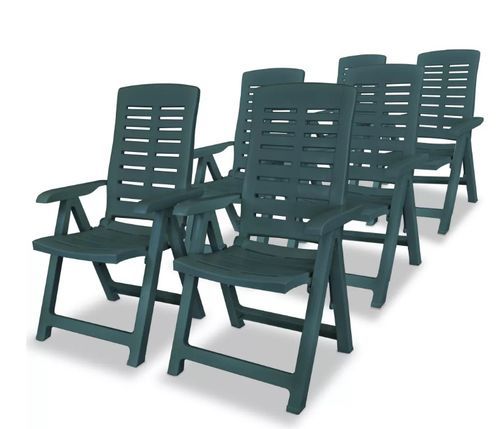 Table rectangulaire et 6 chaises de jardin plastique vert Camille - Photo n°2; ?>
