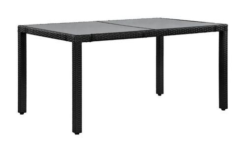 Table rectangulaire et 6 chaises de jardin résine tressée noir coussins gris Kaila - Photo n°2; ?>