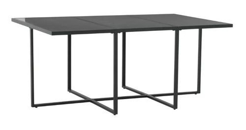 Table rectangulaire et 6 chaises de jardin résine tressée noir et métal Malm - Photo n°3; ?>
