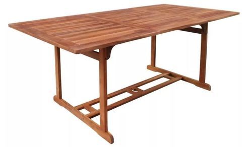 Table rectangulaire et 8 chaises de jardin acacia clair et résine tressée Polina - Photo n°3; ?>