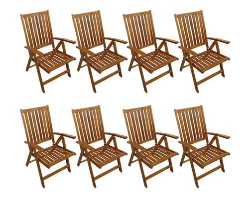 Table rectangulaire et 8 chaises de jardin acacia clair Polina - Photo n°3; ?>