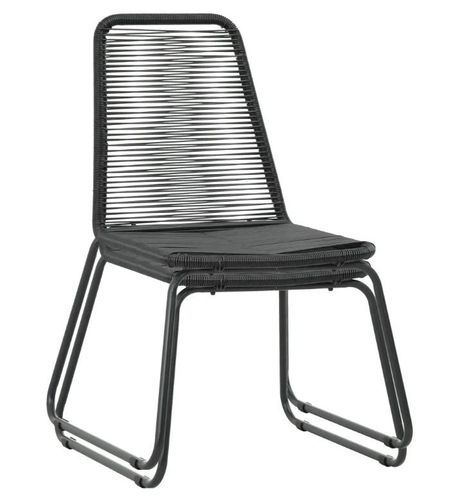 Table rectangulaire et 8 chaises de jardin métal et résine tressée noir Randy 2 - Photo n°2; ?>