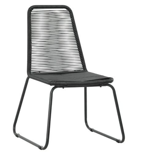 Table rectangulaire et 8 chaises de jardin métal et résine tressée noir Randy 2 - Photo n°3; ?>