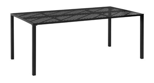 Table rectangulaire et 8 chaises de jardin métal noir Lovely - Photo n°2; ?>