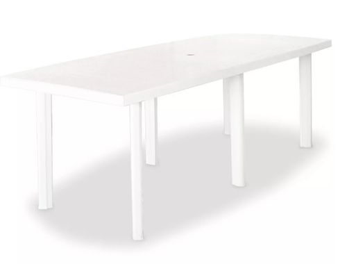 Table rectangulaire et 8 chaises de jardin plastique blanc Camille - Photo n°2; ?>