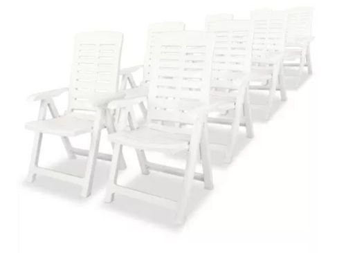 Table rectangulaire et 8 chaises de jardin plastique blanc Camille - Photo n°3; ?>