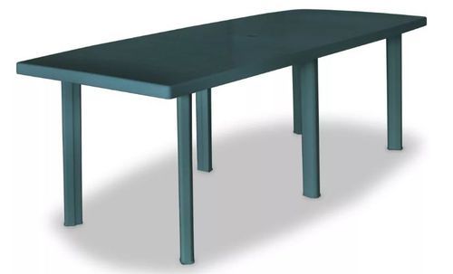 Table rectangulaire et 8 chaises de jardin plastique vert Camille - Photo n°3; ?>