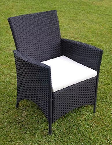 Table rectangulaire et 8 chaises de jardin résine tressée noir Mik - Photo n°3; ?>