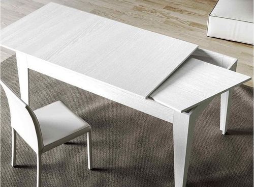 Table rectangulaire extensible 4 à 6 personnes 120/180 cm bois frêne blanc Kina - Photo n°3; ?>