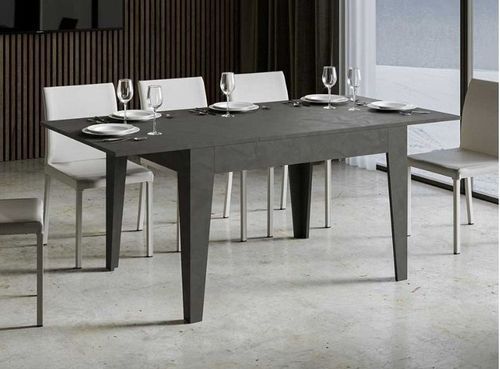 Table rectangulaire extensible 4 à 10 personnes 160/220 cm gris foncé Kina - Photo n°3; ?>