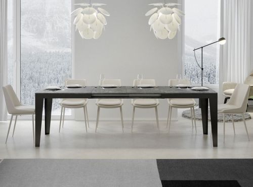 Table rectangulaire extensible 6 à 14 places L 180 à 284 cm gris effet béton et pieds acier gris foncé Flavien - Photo n°3; ?>
