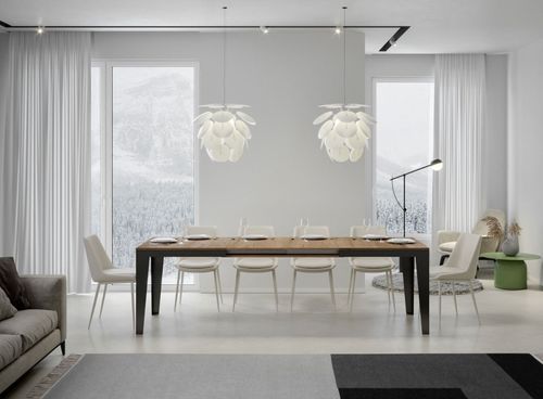 Table rectangulaire extensible 6 à 20 places L 160 à 420 cm bois clair et pieds acier gris foncé Flavien - Photo n°3; ?>