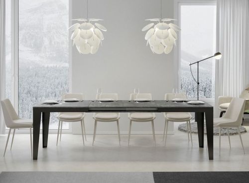 Table rectangulaire extensible 6 à 20 places L 160 à 420 cm gris effet béton et pieds acier gris foncé Flavien - Photo n°3; ?>