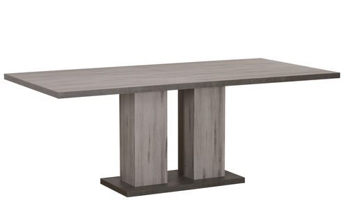 Table rectangulaire extensible chêne gris et laqué blanc Oscaro - Photo n°2; ?>